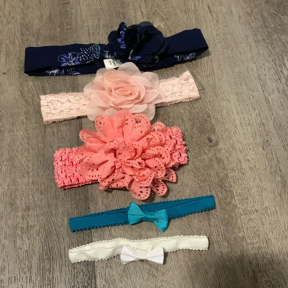 5 piece girls headbands from new born to 6-9 months